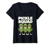 Womens Funny Pickle Squad, Cool Cucumber Pickles Lover V-Neck T-Shirt