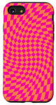 Coque pour iPhone SE (2020) / 7 / 8 Grand damier classique à carreaux orange et rose