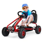 DREAMADE Kart à Pédale Enfant, Go-Kart d’Extérieur avec Charge Maximale 25KG, Siège Réglable, Frein, 4 Roues pour 3-6 Ans Enfants, Filles, Garçons (86 x 50 x 55 cm, Rouge)