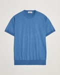 John Smedley Hilcote Wool/Sea Island Cotton T-Shirt Ocean Blue