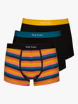 Paul Smith Artist Stripe Organic Cotton Blend Trunks, Pack of 3, Black/Multi