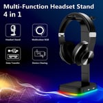 Rgb Headphones Stand Dual Usb Interface Headphone Holder Earphone Display Set