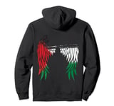 Palestine Flag Dad On Back Side Palestinian Angel Kids Wings Pullover Hoodie