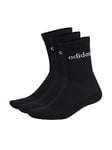 adidas Sportswear Unisex 3 Pack Cushioned Linear Crew Socks - Black, Black, Size L, Men