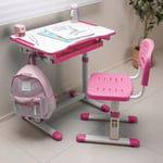 Set de bureau et chaise pour enfant Sala rose blanc en.casa