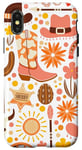 Coque pour iPhone X/XS Orange Cowboy Boot Cowgirl Hat Long Live Western Cowgirls