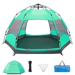 Camping Waterproof Shade Pop Up Tent - 3-4 People Portable Beach Outdoor Camping Tent Equipment 2-in-1 Rainproof and Breathable Mode for fishing wild survival adventure 2×Door+6 Meshes 240x240*135cm