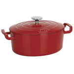 Sitram COCOTTE Sitrabella ovale en fonte émaillée 4 litres - Extérieur rouge et intérieur blanc - toutes sources de chaleur y compris induction et four - 711083