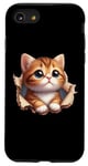 Coque pour iPhone SE (2020) / 7 / 8 Tissu déchiré chat tigré orange