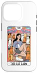 Coque pour iPhone 16 Pro The Cat Lady Carte de tarot rétro Motif chat