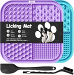 Azyh 2 PCS Licking Mat for Dogs & Cats with Suction Cups, Dog Slow Feeder Lick Pat for Anxiety Relief, Dog Toys Feeding Mat for Butter Yogurt Peanut, Pets Bathing Grooming Training Mat (7.9''*7.9'')