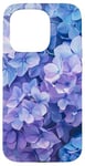 Coque pour iPhone 15 Pro Motif floral bleu hortensias