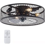 Ventilateur de plafond de 45 cm avec éclairage, ventilateur de plafond silencieux avec télécommande, 60 w, vitesse du vent réglable, plafonnier