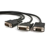 StarTech.com 6 ft DVI-I Male to DVI-D Male and HD15 VGA Male Video Splitter Cable - DVI to VGA connector - 6ft DVI to VGA Cable (DVIVGAYMM6), Black