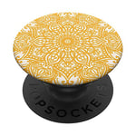 Yellow Mandala Pop Mount Socket Cute Designed Divine Mandala PopSockets Grip and Stand for Phones and Tablets