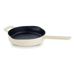 Fissler Collection Moments Poêle En Fonte Émaillée (26 cm), Anti-adhésive, À Bord Haut, Avec Bords Verseurs, Œillet De Suspension, Sans PFAS/PTFE, Compatible Induction, Blanc Ivoire