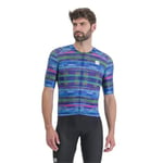 Sportful Men's Glitch Bomber Jersey T-Shirt, Multicolour Blue, 3XL