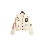 Gant Varsity Cropped Cardigan, Cream