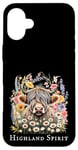 Coque pour iPhone 16 Plus Vache Highland avec fleurs sauvages "Highland Spirit" Vache écossaise