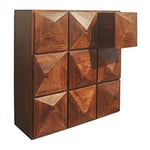 Native Home 3D chest with nine drawers, massive mango wood, modern, sideboard, HxBxT: 131 x 128 x 50 cm, dark brown