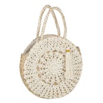 Sac de Plage Rond "Bali" 40cm Naturel & Blanc