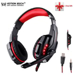 KOTION EACH G2000 G9000 Casque Gaming Gamer Écouteur Stéréo Basse Profonde Casque Filaire avec Micro Lumiere LED pour PC PS4 X-BOX-G9000 Rouge