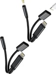 Adaptateur Jack Lightning Vers 3.5Mm 2En1 Pour Iphone(Lot De2)Prise Écouteurs Et Chargeur Câble Auxiliaire Audio Pour Apple Connecteur Casque Pour Ipad Accessoires Musique Voiture [CAS314551]