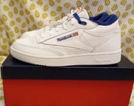 Reebok Club C Mid II White Leather Trainers Men's Size 7.5uk New White / Blue