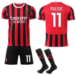 2024-2025 AC Milan Hemma Barn Vuxen Fotbollströja Jersey med Strumpor No.11 PULISIC S