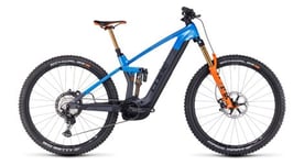 Vtt electrique tout suspendu cube stereo hybrid 140 hpc actionteam 750 shimano xt 12v 750 wh 27 5   bleu gris actionteam 2023