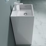 Lavabo colonne blanc vasque sur pied Sogood Colossum34 rectangulaire solid surface 50x42x90cm