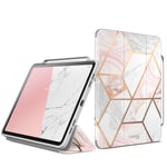 i-Blason Cosmo Case for New iPad Pro 11 Inch (2020/2018), [Supports Pencil 2 Wireless Charging] Full-Body Trifold Stand Protective Case Smart Cover with Auto Sleep/Wake & Pencil Holder (Marble)