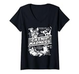 Womens Catnip Madness Cute Kitten Funny Cat Pet Humor V-Neck T-Shirt