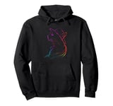 Stylish Cat in Hat with Rainbow Colors Pullover Hoodie