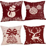 Lot de 4 coussins de Noël, coussins de canapé cerf, housses de coussin de Noël, couvre-oreillers joyeux Noël pour canapé, voiture, bureau, lit,