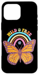 Coque pour iPhone 16 Pro Max Wild & Free Butterfly Rainbow Retro Vibes