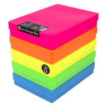 WestonBoxes A4 Plastic Craft Storage Boxes with Lids for Art Supplies, Paper and Card - 3.6 Litre Volume (Neon Multicolour, Pack of 40)