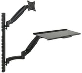 VIVO Black Sit-Stand Wall Mount Counterbalance Height Adjustable Monitor and Keyboard Workstation for Screens up to 27 inches STAND-SIT1K…