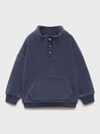 Mango Kids' Soft Button Neck Fleece, Navy