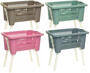 Large Rattan Plastic Laundry Basket With Retractable Feet Large Washing Basket