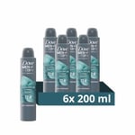 Dove Men+Care Eucalyptus + Mint Antiperspirant Aerosol deodorant for men with 1/4 moisturising cream for 72h sweat and odour protection 6x 200 ml