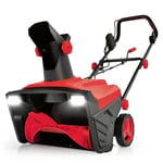 Déneigeuse Electrique 2300W COSTWAY-Largeur de Travail 50 cm-2 Phares LED-Goulotte Rotative à 180°-Ejection Maxi 9 m-2 Roues-Rouge