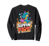 Sippin’ Fire Cute Dragon Tea Lover Sweatshirt