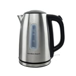 Hamilton Beach Rise Brushed Kettle, 1.7L, Stainless Steel, 3kW Rapid Boil, Boil Dry Protection, Auto Shut Off, Ergonomic Design, Push Button Lid, Water Level Window, 360° Base - HB01402B, Silver