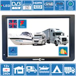 Motorhome Caravan Boat 12" Inch PORTABLE TV Freeview HD USB & SD PVR 12 V 240 V