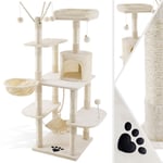 Kesser - lovpet® Arbre à chat xxl Arbre à grimper avec hamac troncs en sisal stable grotte boules de jeu sisal & corde de jeu hauteur 149cm beige