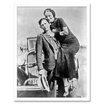 Clyde Barrow Gang Bonnie Parker Criminal Photo Art Print Framed Poster Wall Decor 12x16 inch