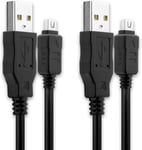 2X Câble USB 2.0 Transfert données pour Appareil Olympus Stylus 1 XZ-2 XZ-10 Om-D E-M5 E-M1 E-M10 Mark Pen E-PL7 E-PL5 Cable Charge et Data 1.5m PVC Noir, Cordon caméra