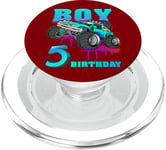 Boy 5th Birthday, Monster Truck, 5 Year Old Birthday Boy PopSockets PopGrip for MagSafe