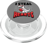 Valentine's Day Trex Dinosaur I Steal Hearts Dino Lover Gift PopSockets PopGrip for MagSafe